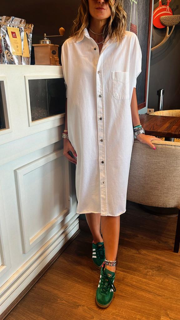 White Denim Shirt Dress