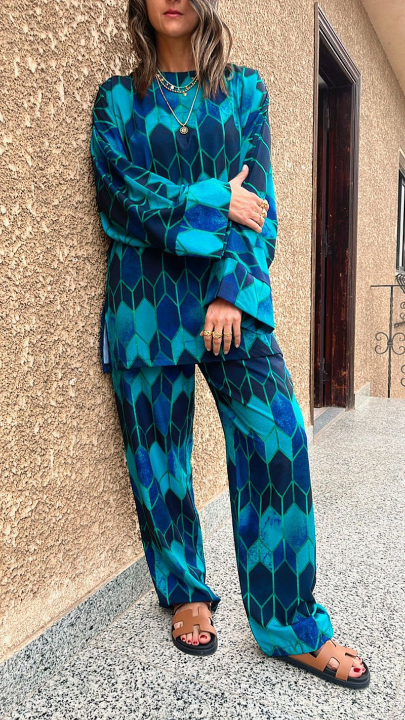 Blue Printed Soft Suit Set