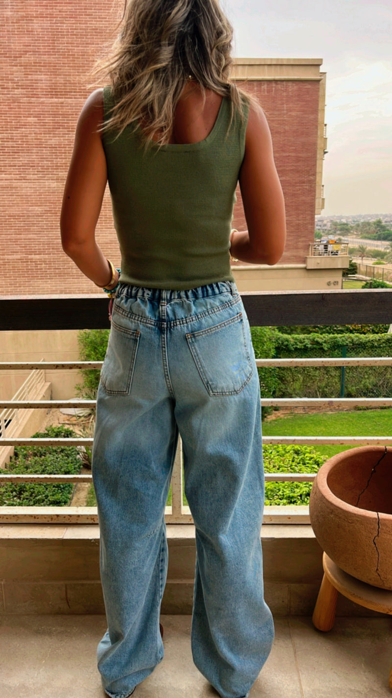 Olive Overlap Tank Top