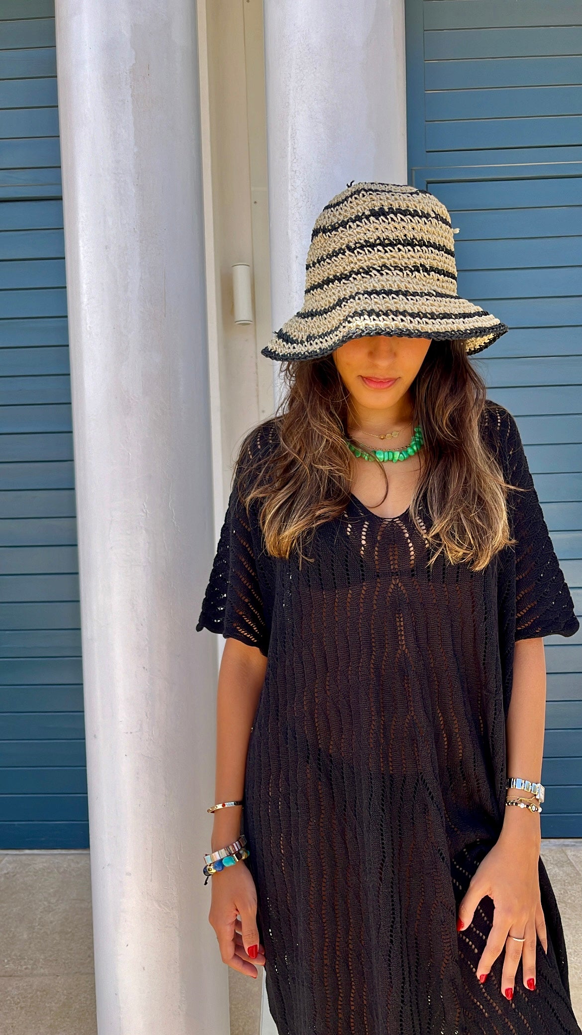 Black Light Crochet Tee Coverup Dress