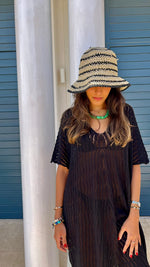 Black Light Crochet Tee Coverup Dress