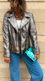 Silver She’s Edgy Metallic Leather Jacket