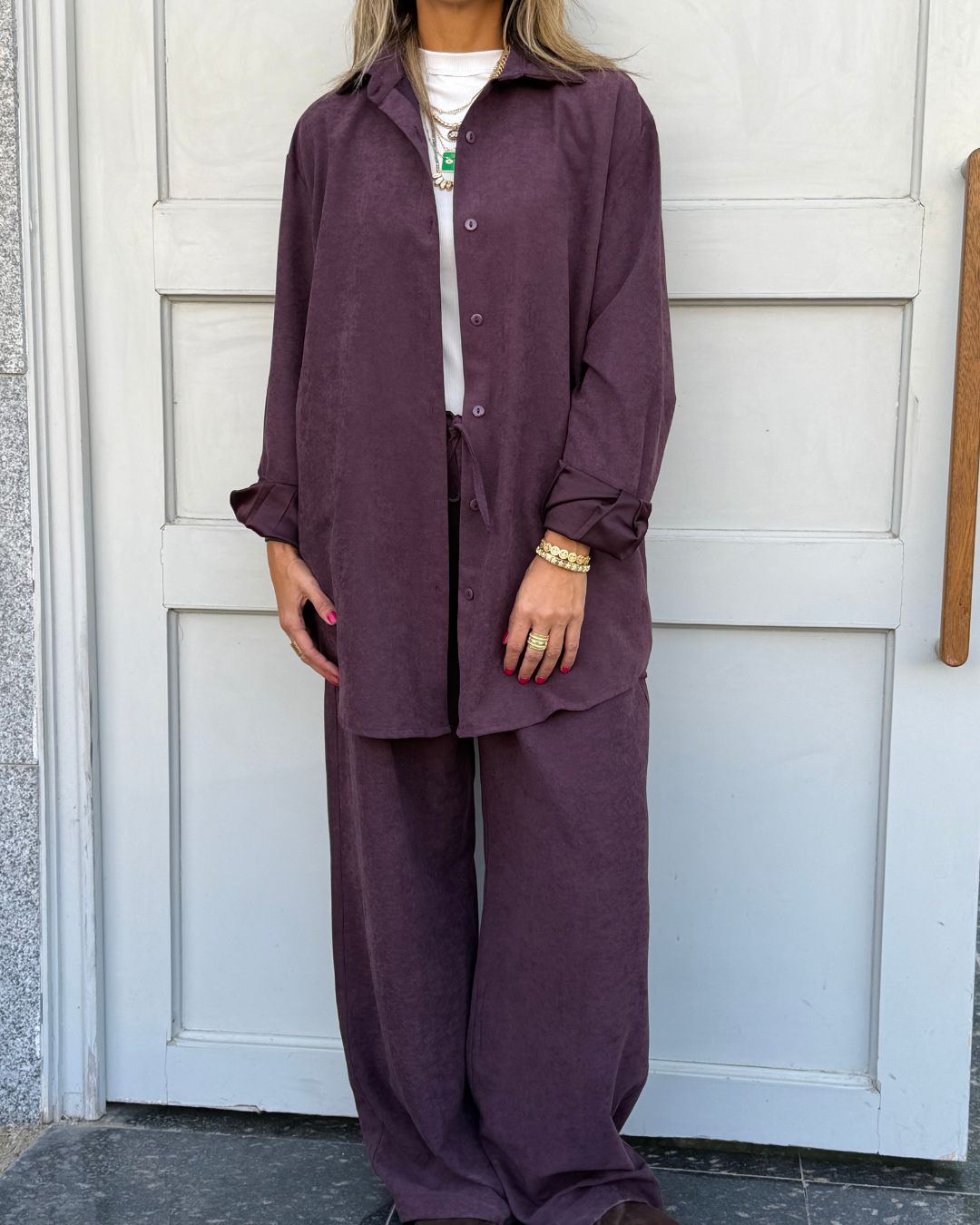 Plum Sandwash Flowy Set