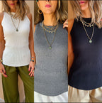 White & Black & Grey 120 Knit Racer Top
