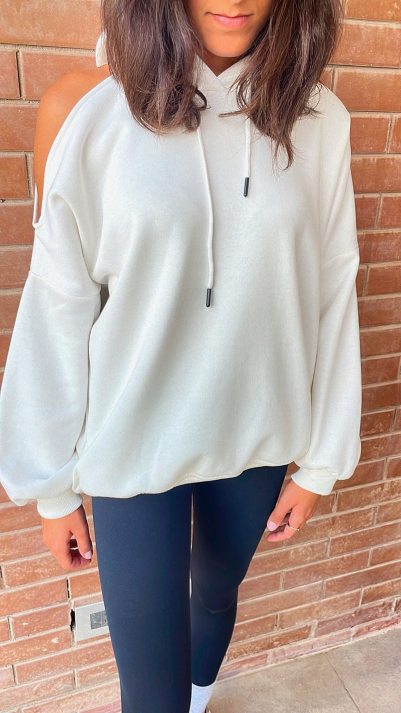 Drop shoulder cut out discount hoodie