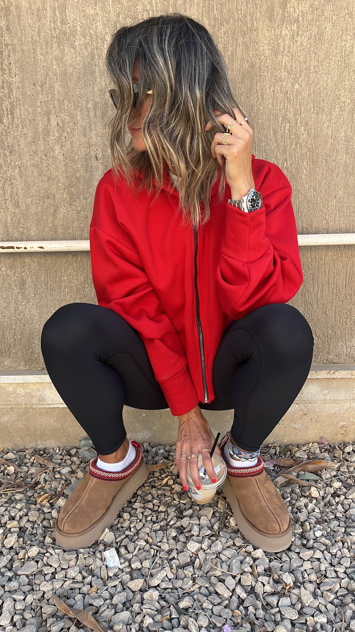 Red V Cropped Jacket