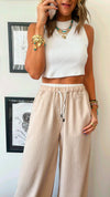 Beige Summer Trim Pants