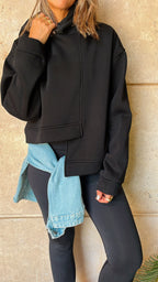 Black Call Me Asymmetric Hoodie