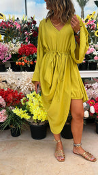 Mustard Waist Snatch Mini Dress