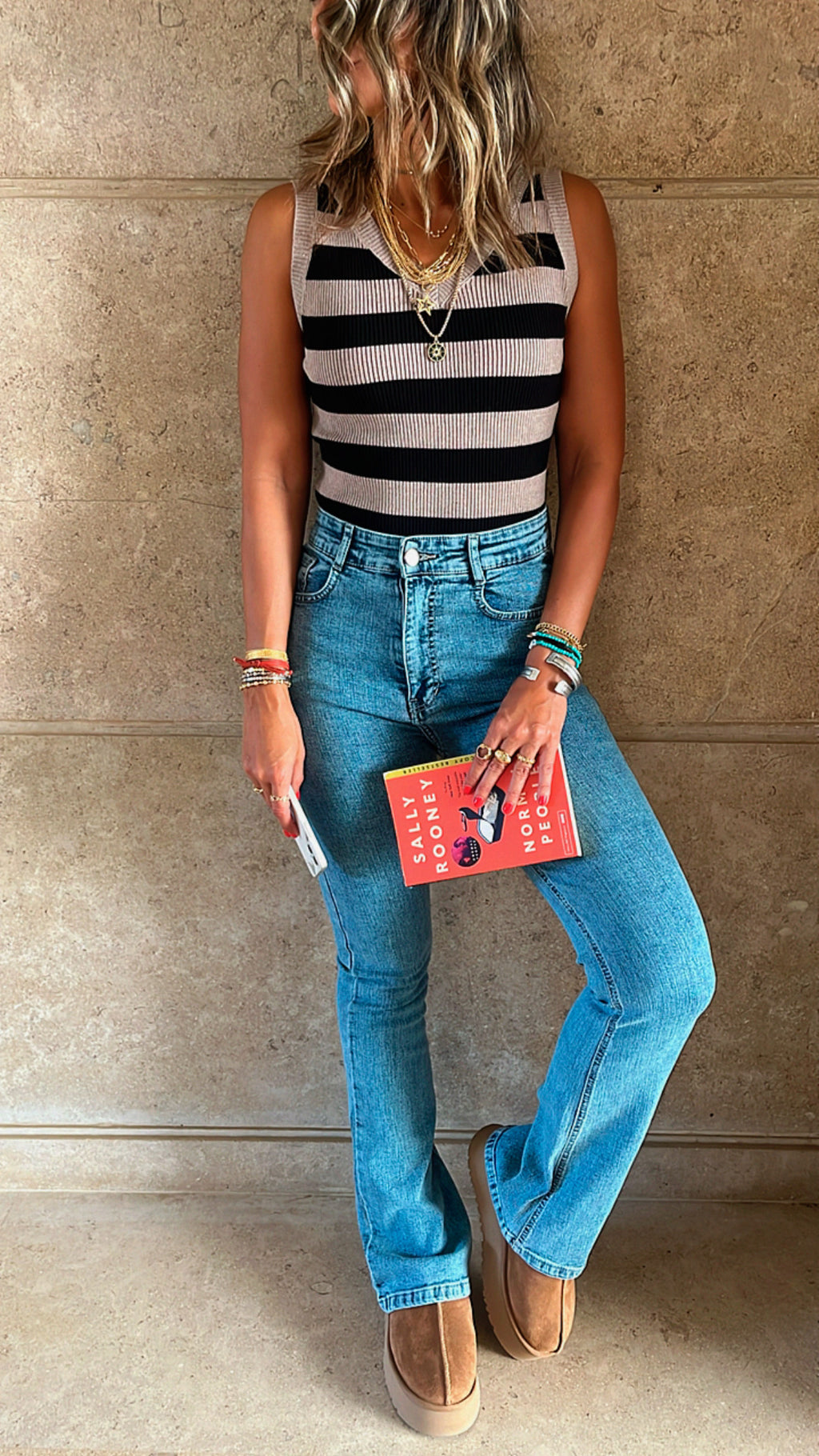 Cafe 101 Interknit Striped Tank Top