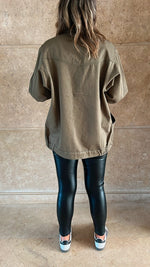 Olive Exaggerated Double Pocket Denim Jacket