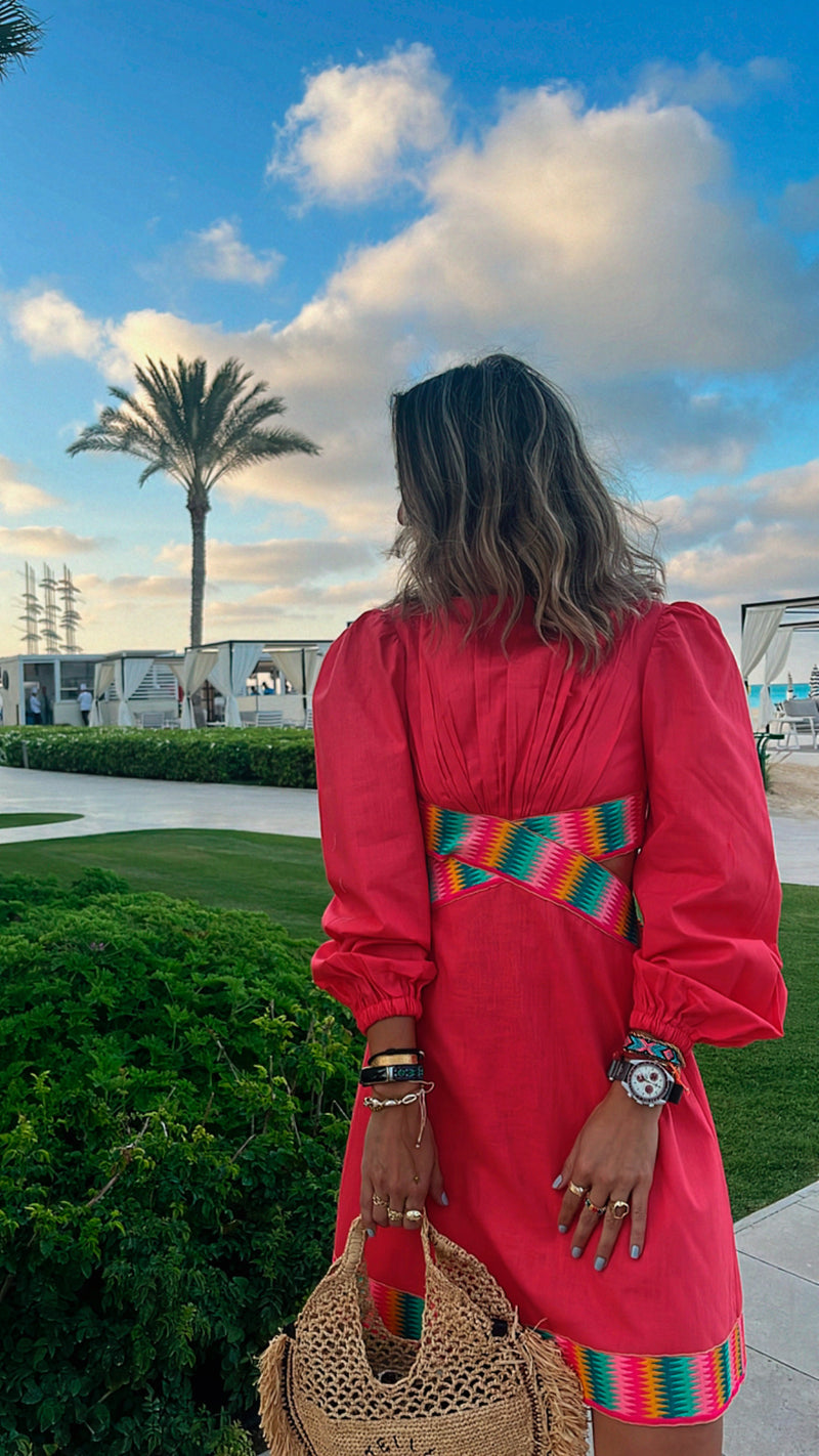 Watermelon Gum Drop Cut Out Mini Dress