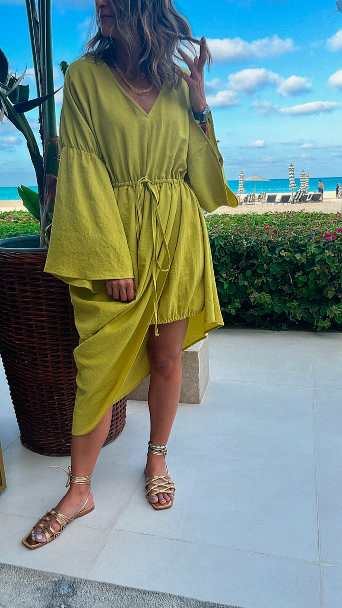 Mustard Waist Snatch Mini Dress