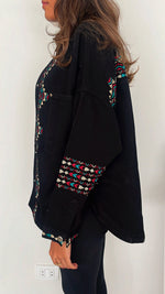 Black Embroidered Denim Jacket