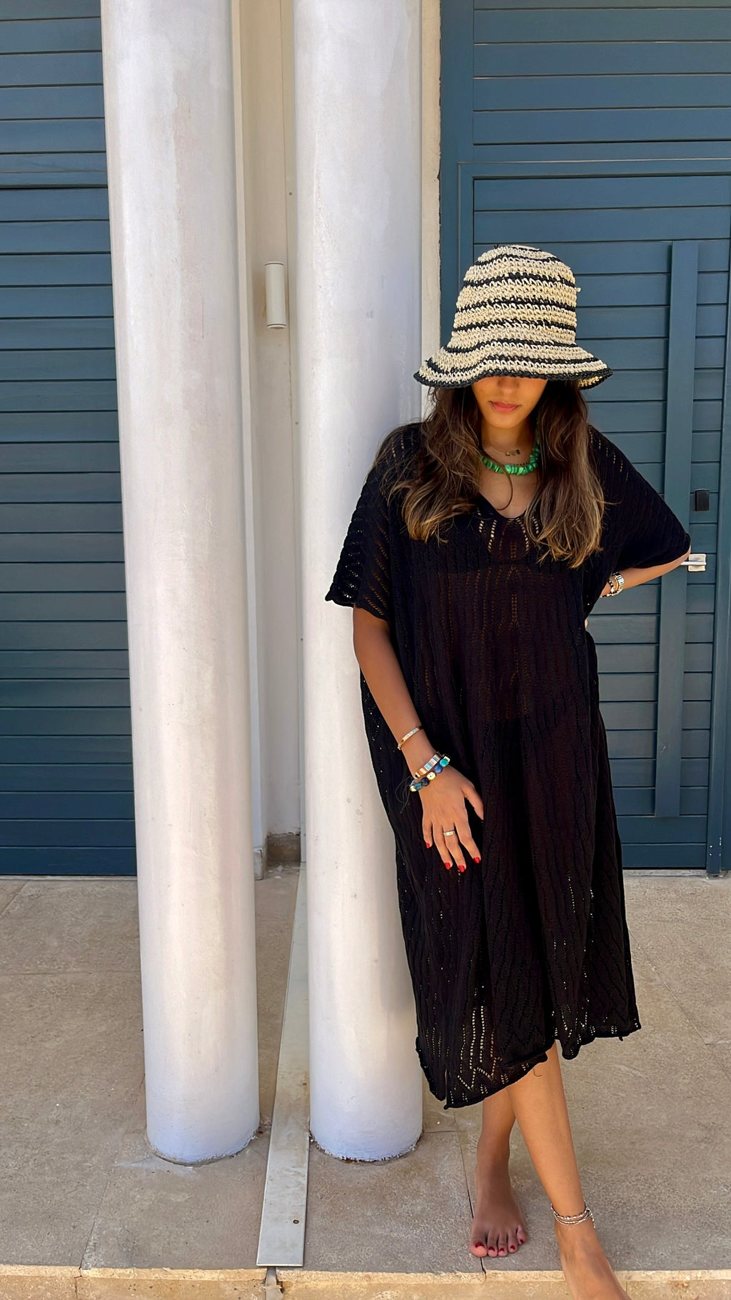 Black Light Crochet Tee Coverup Dress