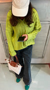 Lime Chunky Collar Knit