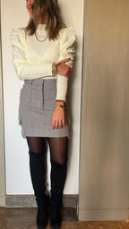 Ivory Puff Sleeve Light Knit Top