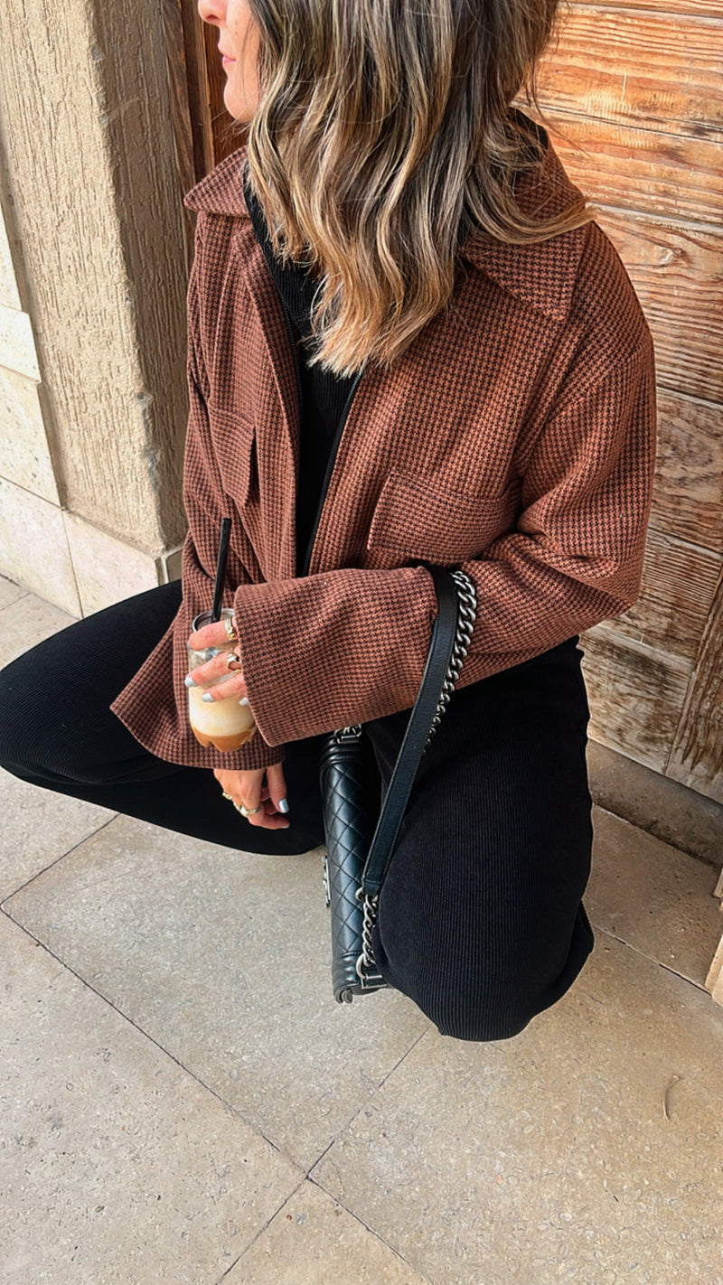 Brown Mini Checkered Blazer