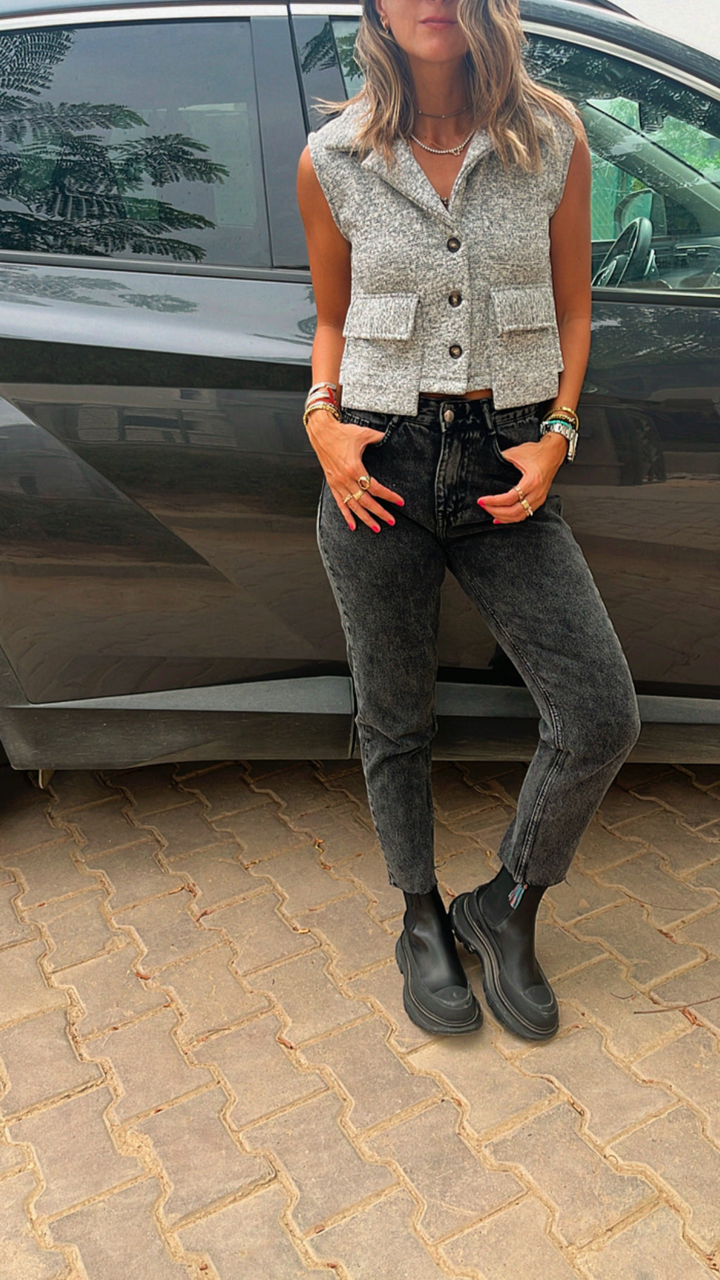 Light Grey Cozy Cargo Vest