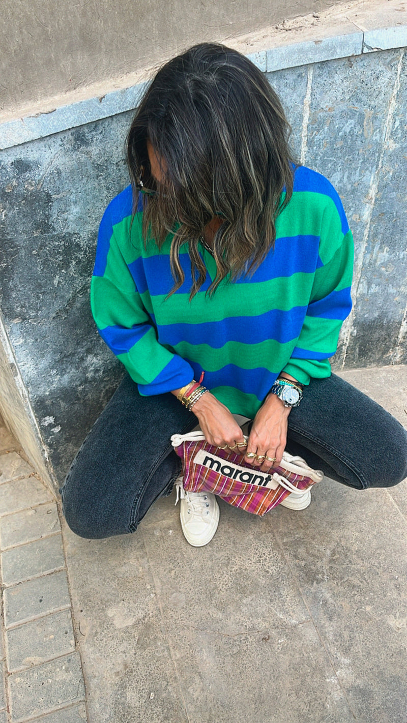 Blue & Green Preppy Top