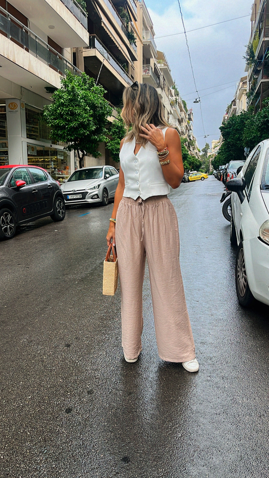 Beige Essential Linen Pants