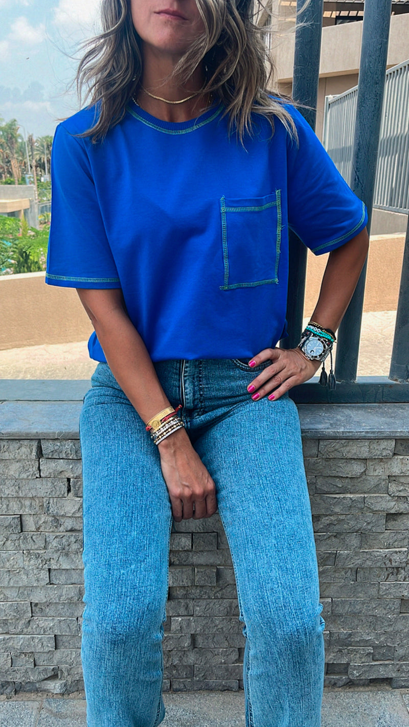 Blue Stitchy Tee