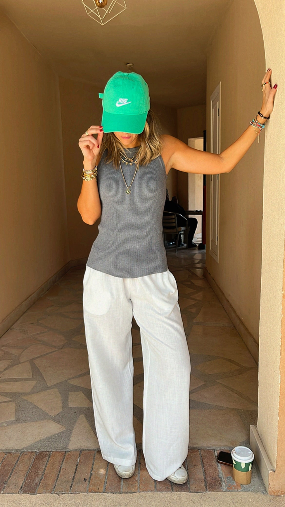 White & Black & Grey 120 Knit Racer Top