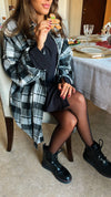 Grey Buckled Flannel Longline Shirt