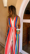 Colorful Parachute Tie Waist Linen Jumpsuit