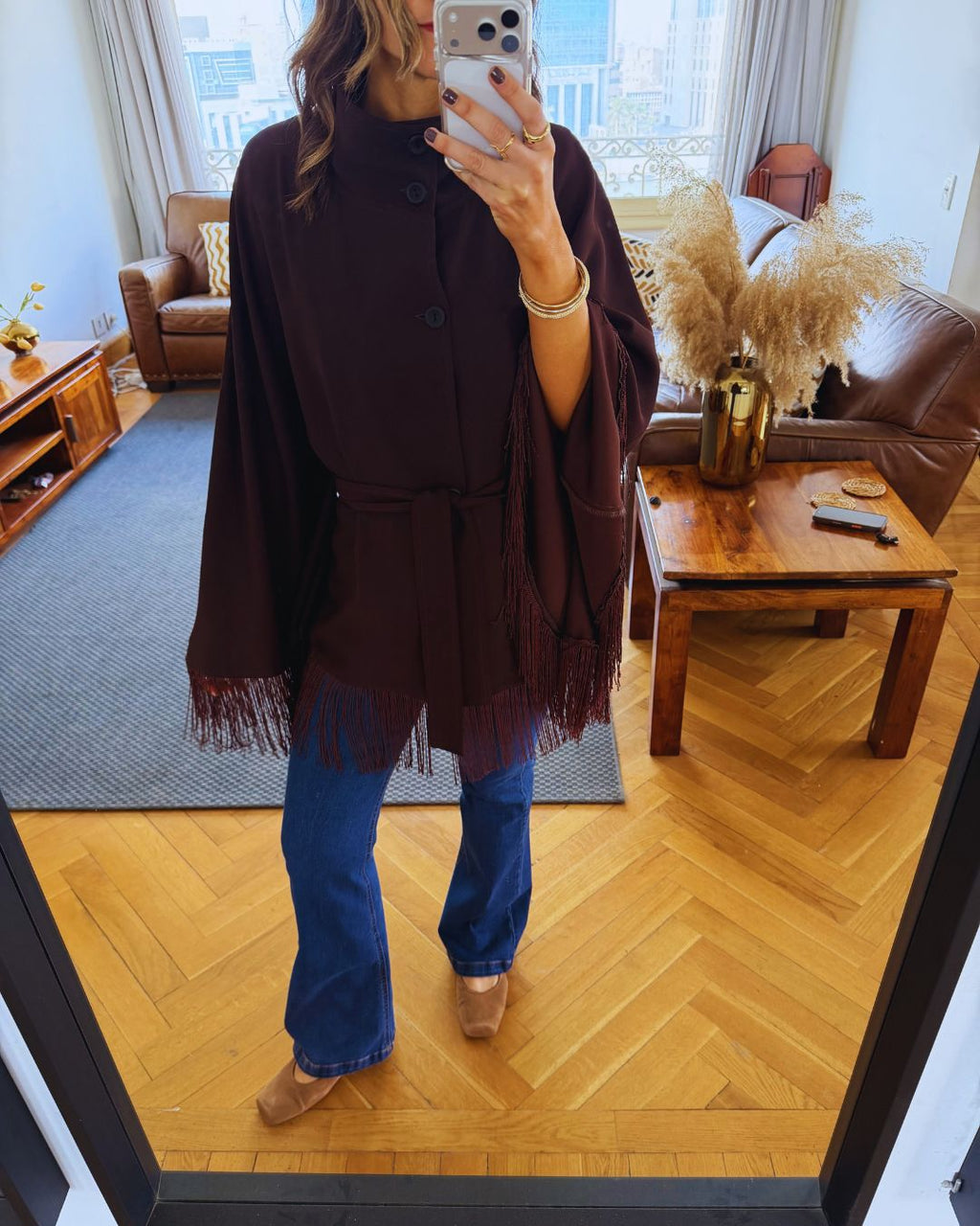 Brown Drifter Fringe Cape