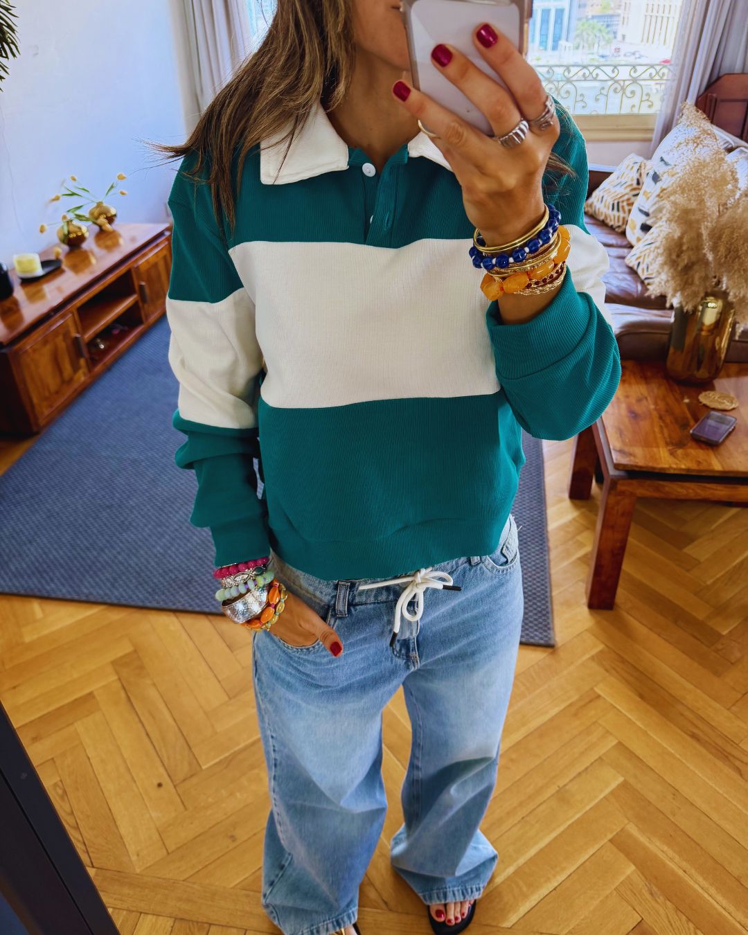 Azure Preppy Longsleeve Polo