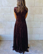 Brown Soft Velvet Maxi Dress