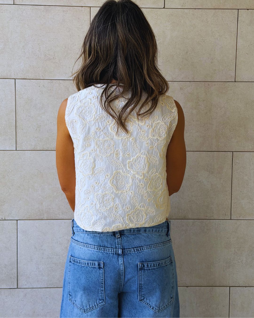 Ivory Statement Embroidery Vest