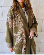Olive Nordic Star Cardigan