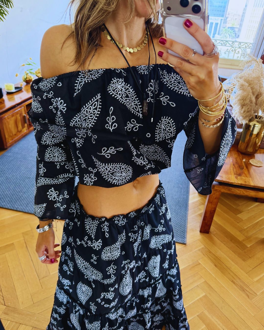Bandana Flow Off Shoulder Top