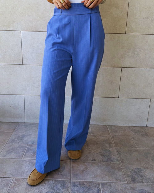 Baby blue Striped Frillu Signature Pants