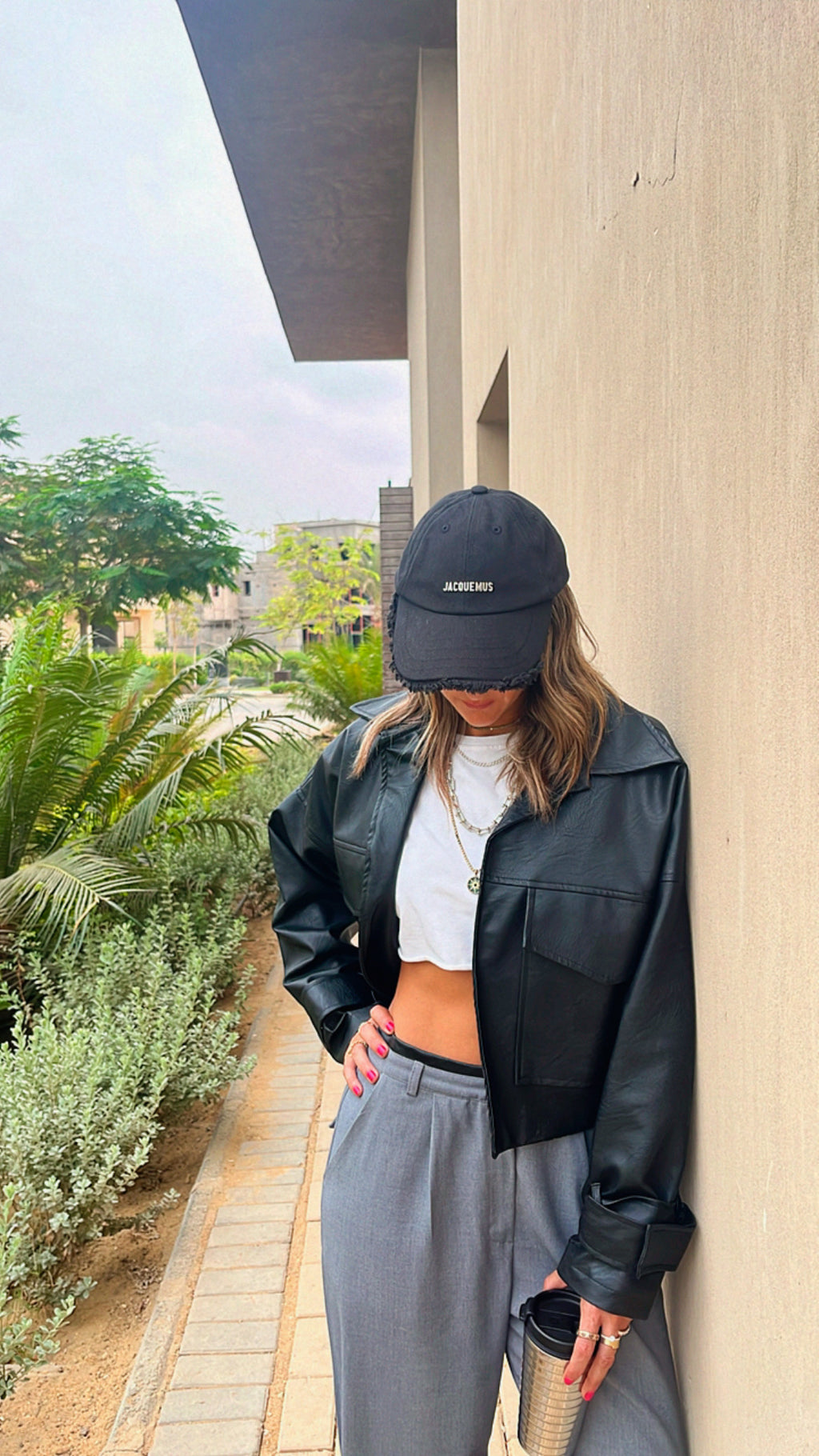 Black Leather Double Pocket Jacket