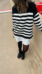 Black & White Stripped Zip Up Knit