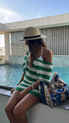 Green Crochet Striped Coverup
