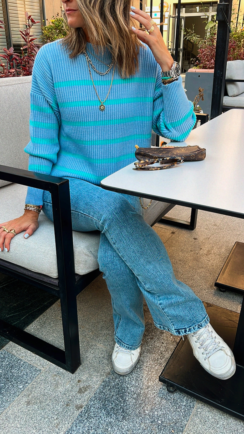 Blue All About Stripes Pullover