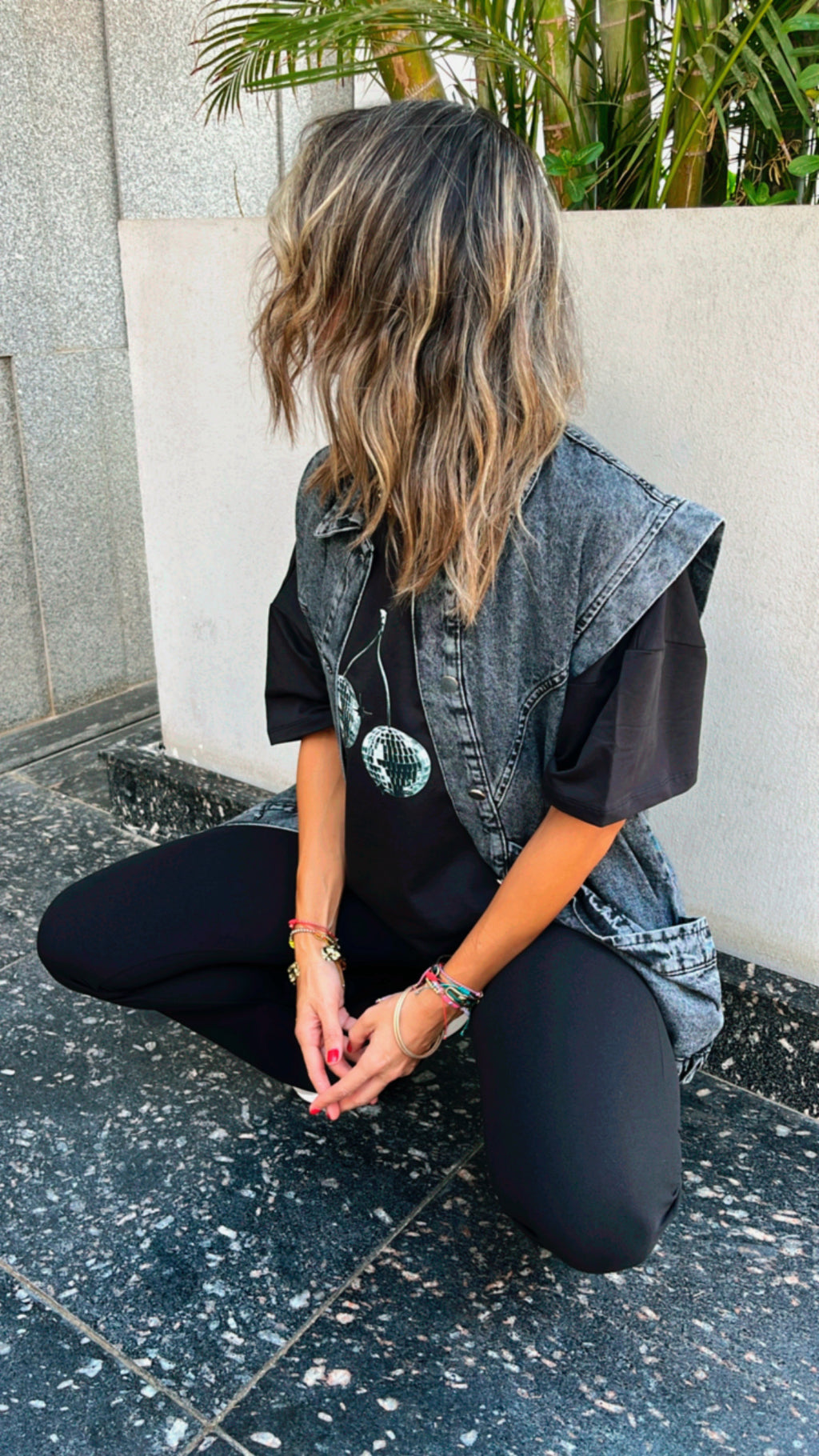 Grey Exaggerated Double Pocket Denim Vest