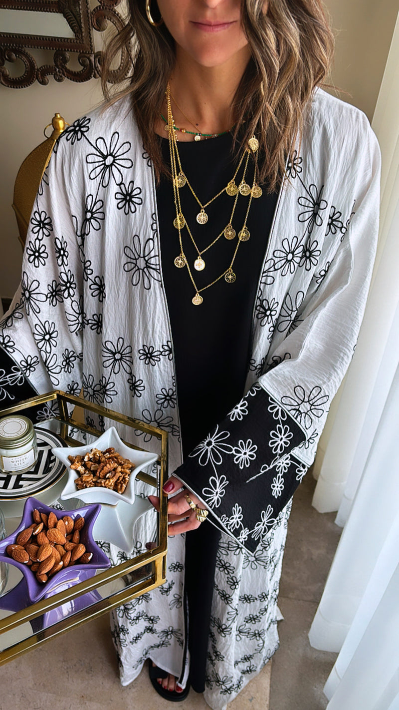 White Embroidered Kimono