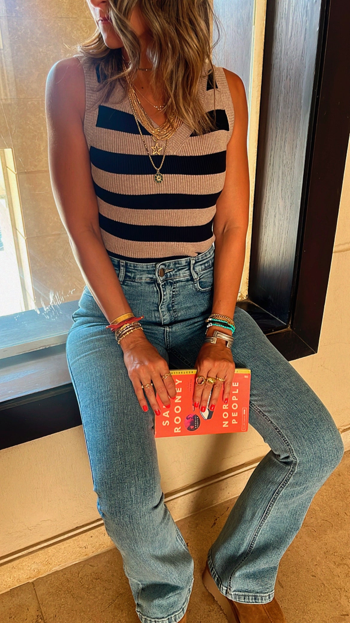 Cafe 101 Interknit Striped Tank Top