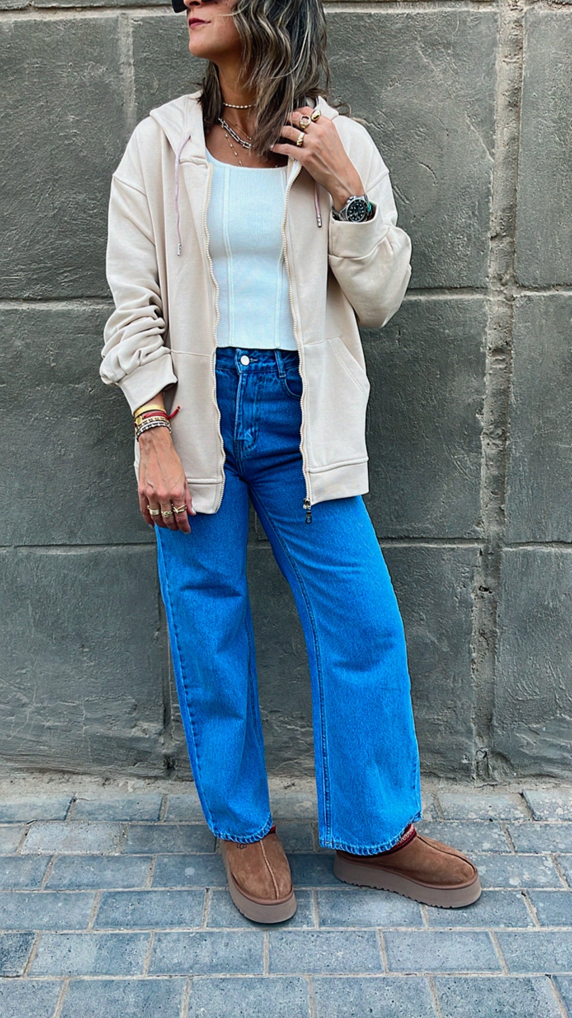 The Beige Zip Up Hoodie