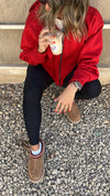 Red V Cropped Jacket