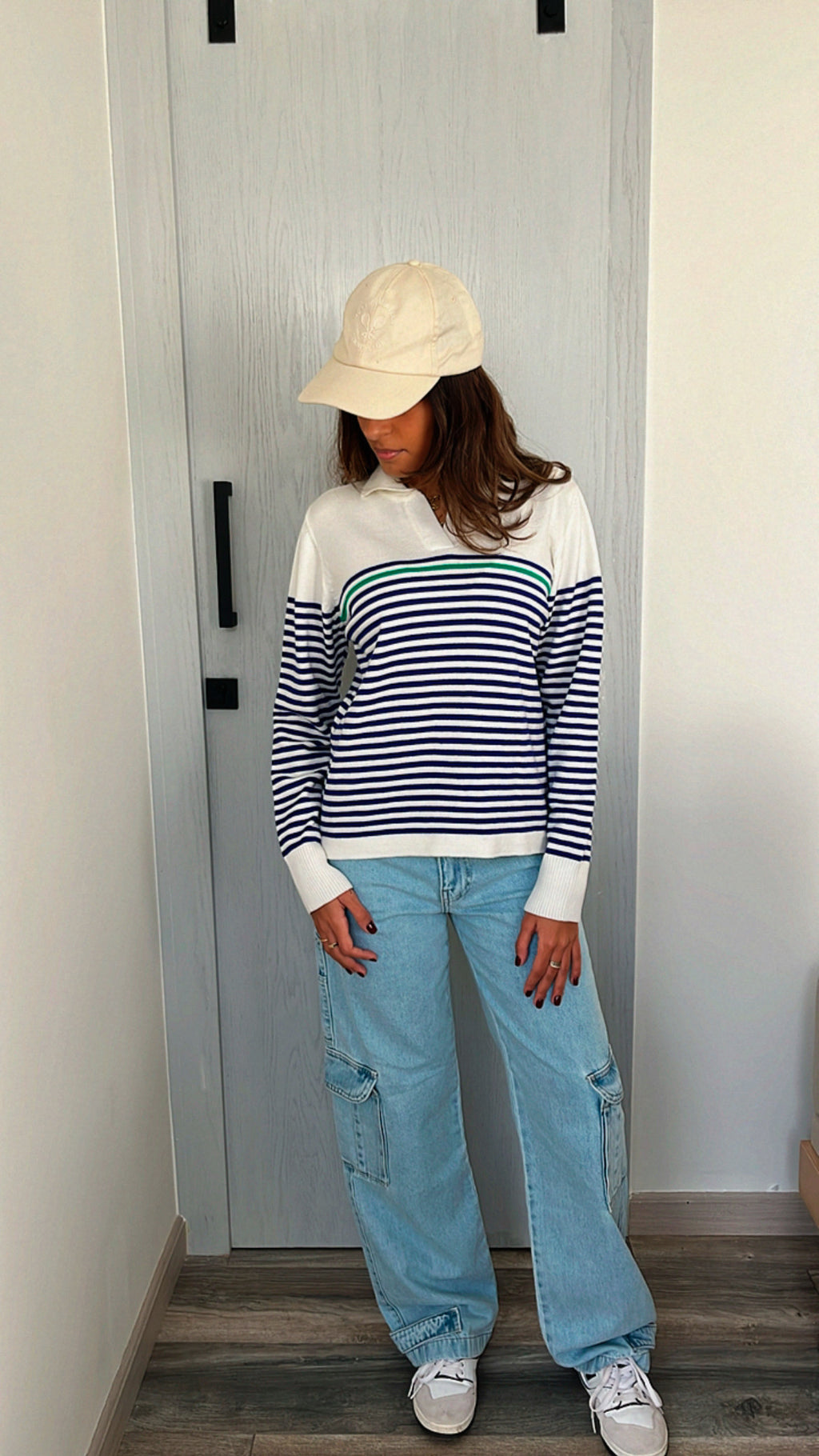 White Striped Prep Knit