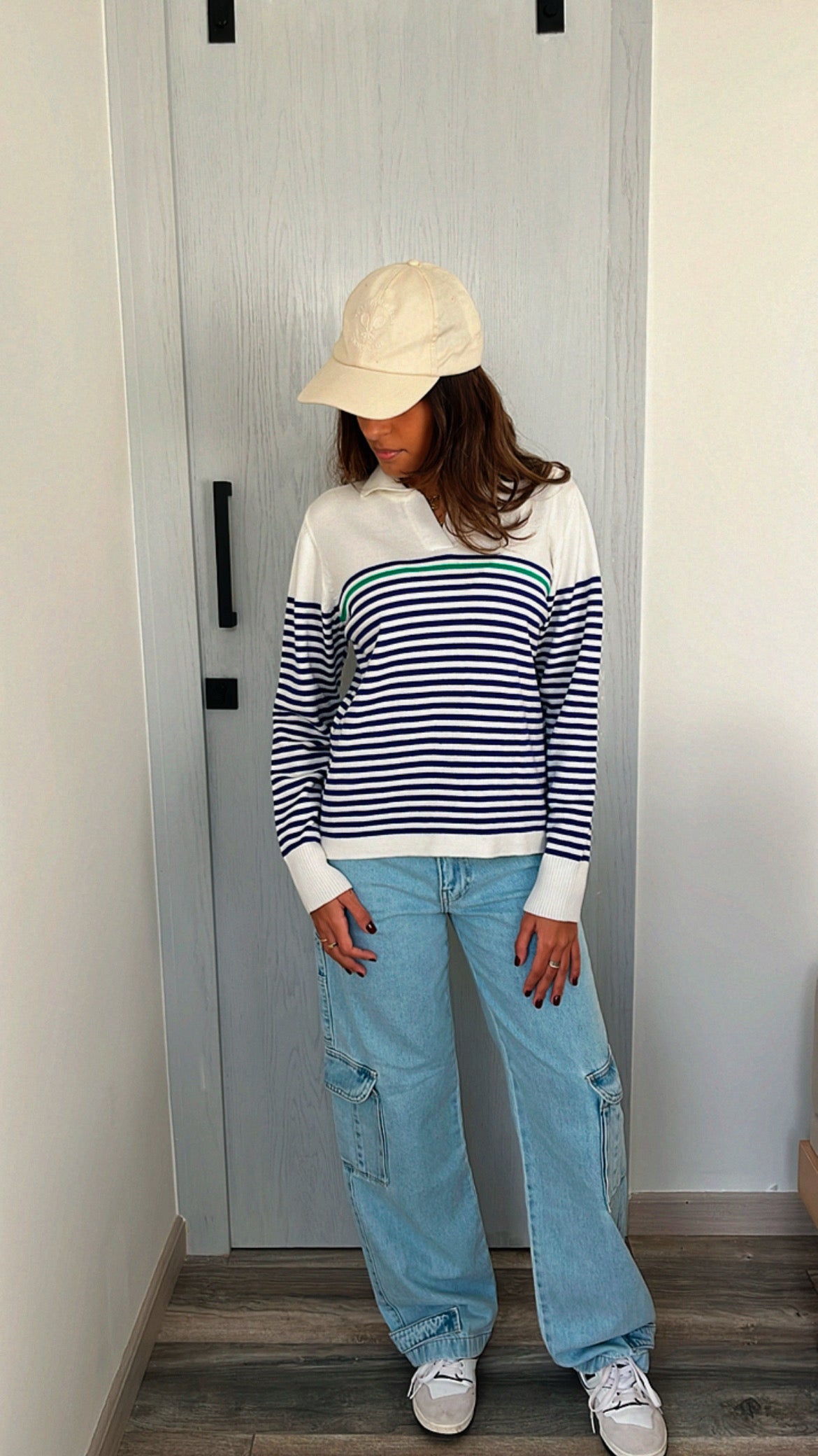 White Striped Prep Knit