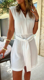 White Living By The Coast Shorts Jumpsuit
