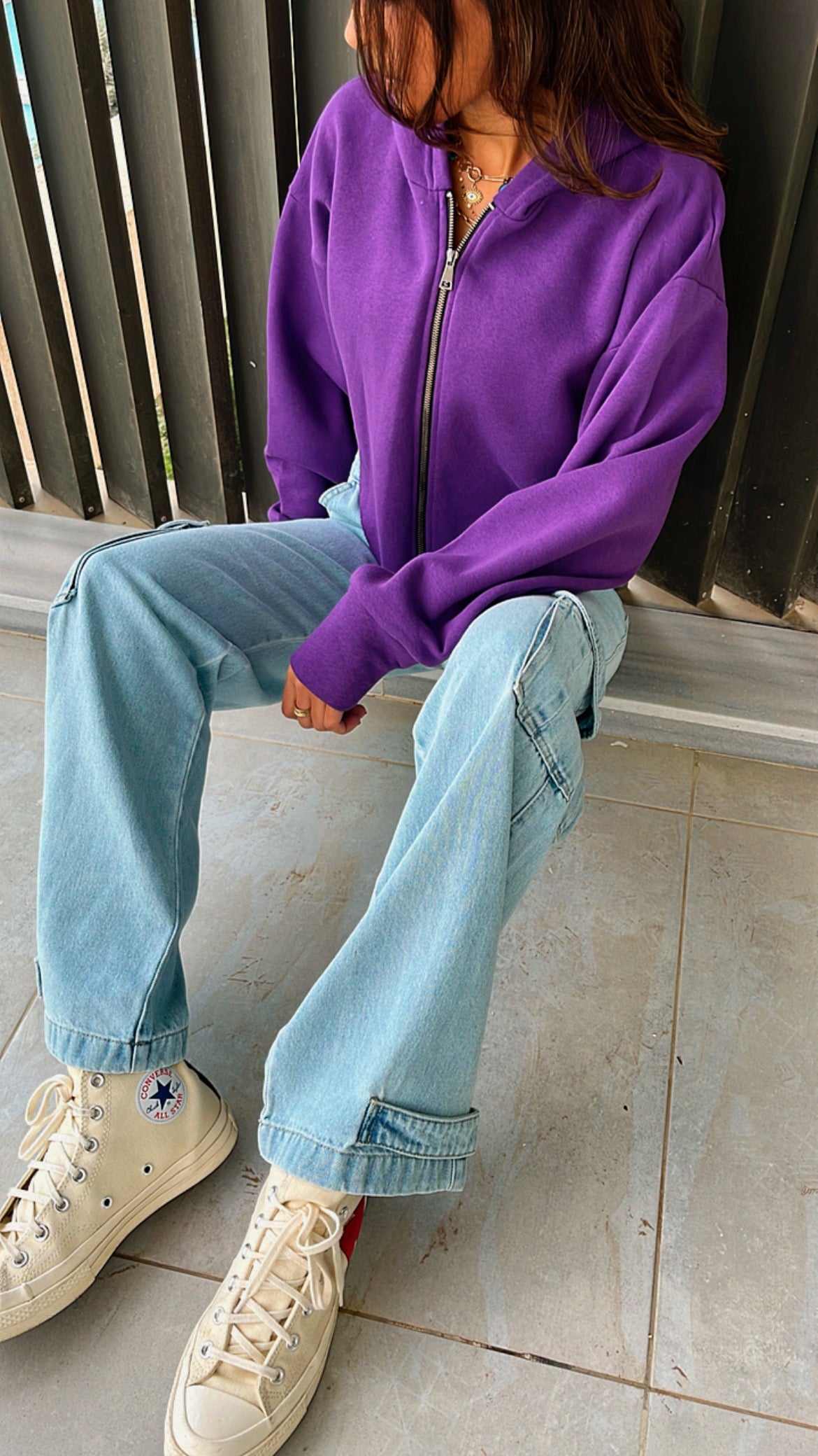 Purple V Cropped Jacket