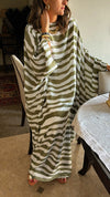 Olive Paint Striped Kaftan